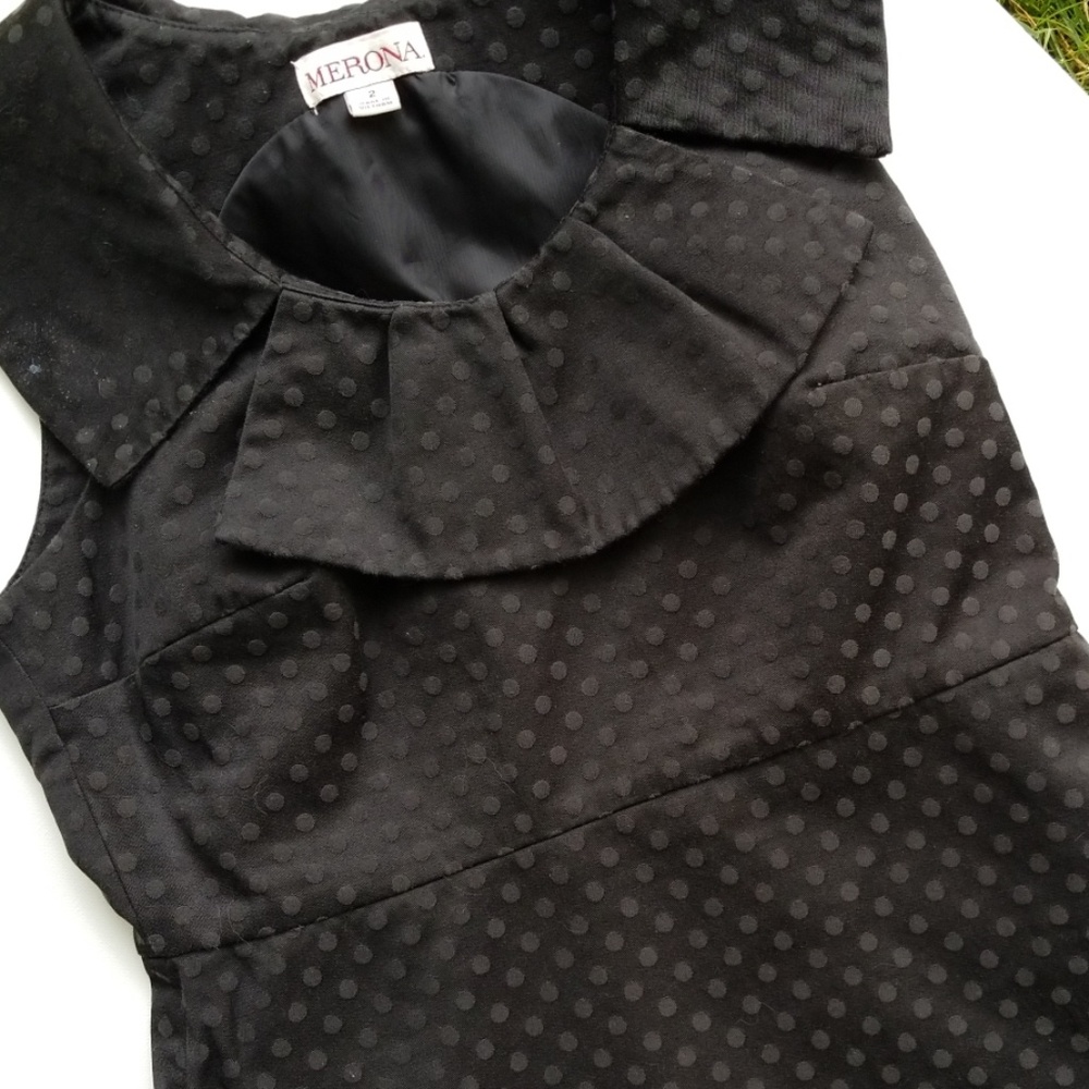 Merona black polka dot dress Woman's Size 2 Sleevless Scoop Neck Wedding Evening
